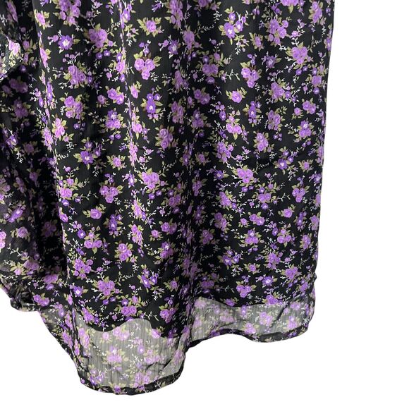 Deb Y2K Purple Black Floral Ruffle Babydoll Lined Vintage Dress Womens Plus 3X - Picture 7 of 15